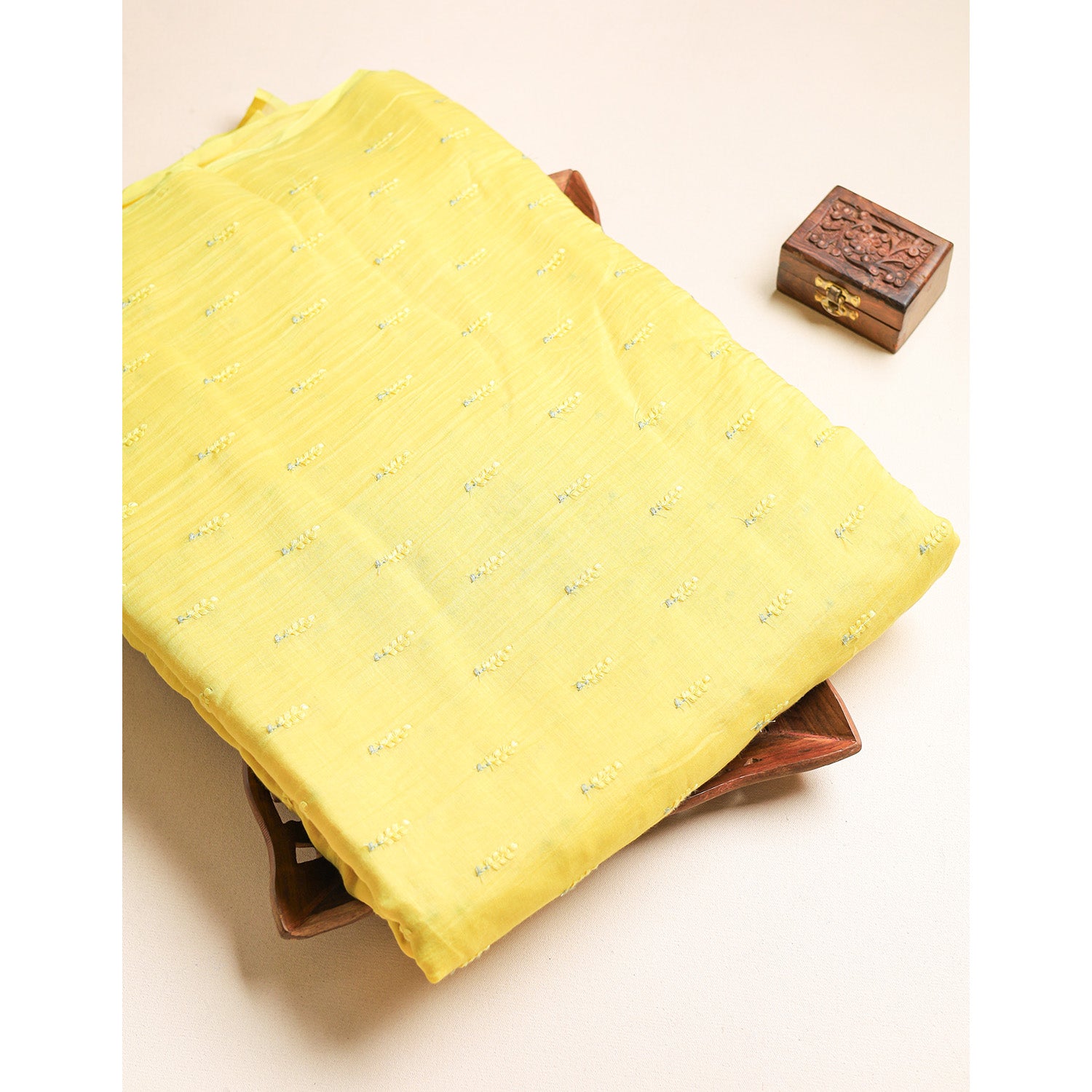 MALAI CHANDERI EMBROIDERED FABRIC