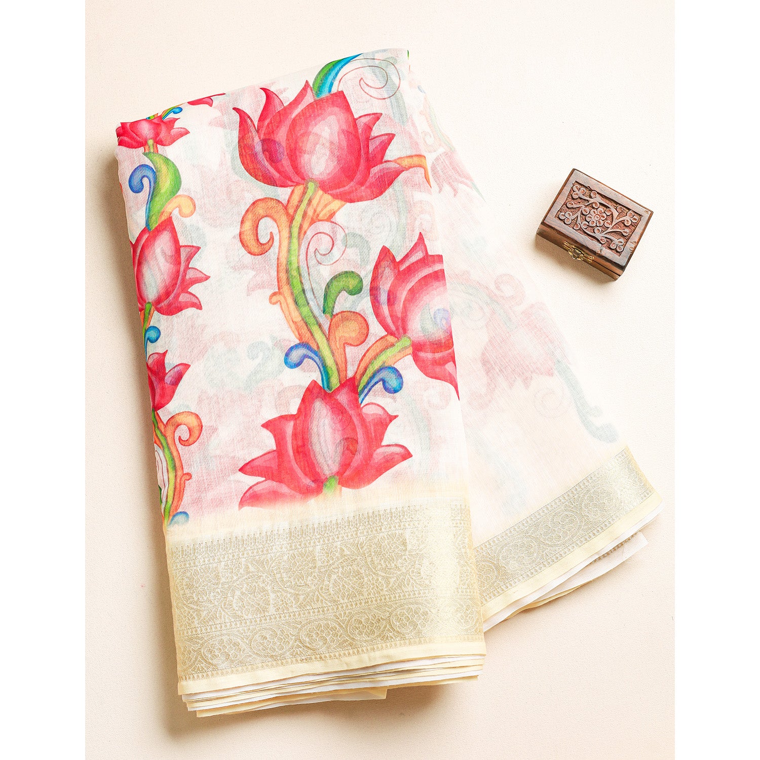 SEMI LINEN BORDER FABRIC