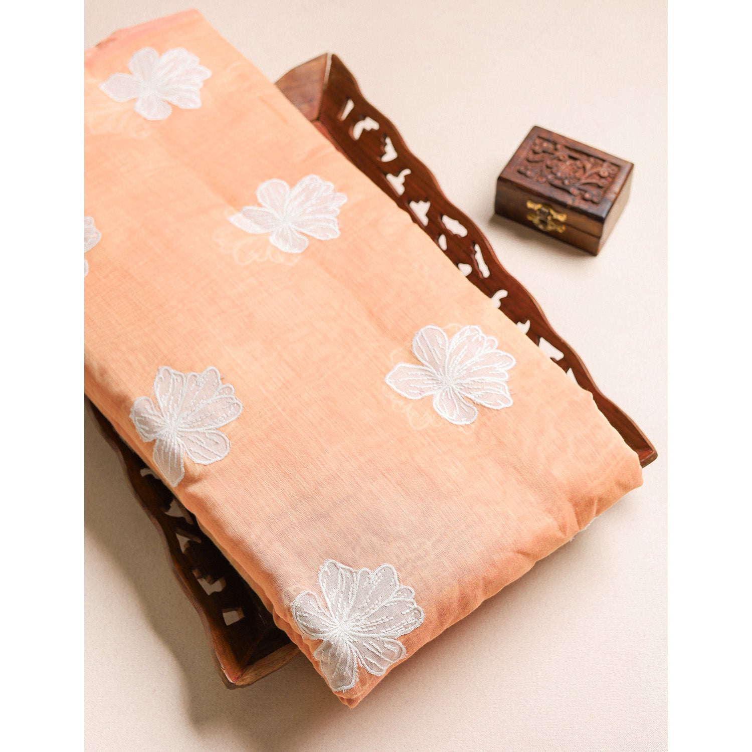 PURE MALAI CHANDERI EMBROIDERED FABRIC