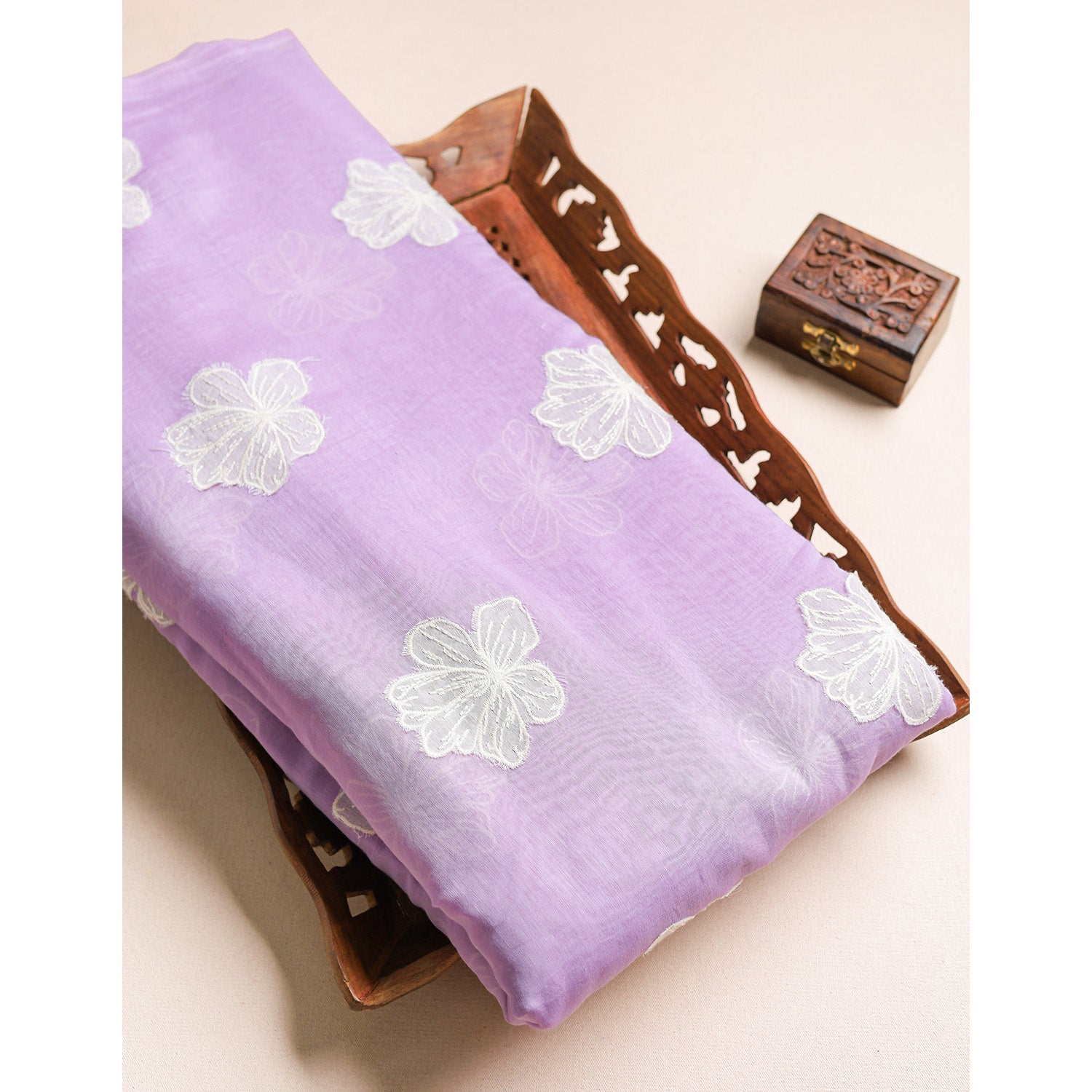 PURE MALAI CHANDERI EMBROIDERED FABRIC