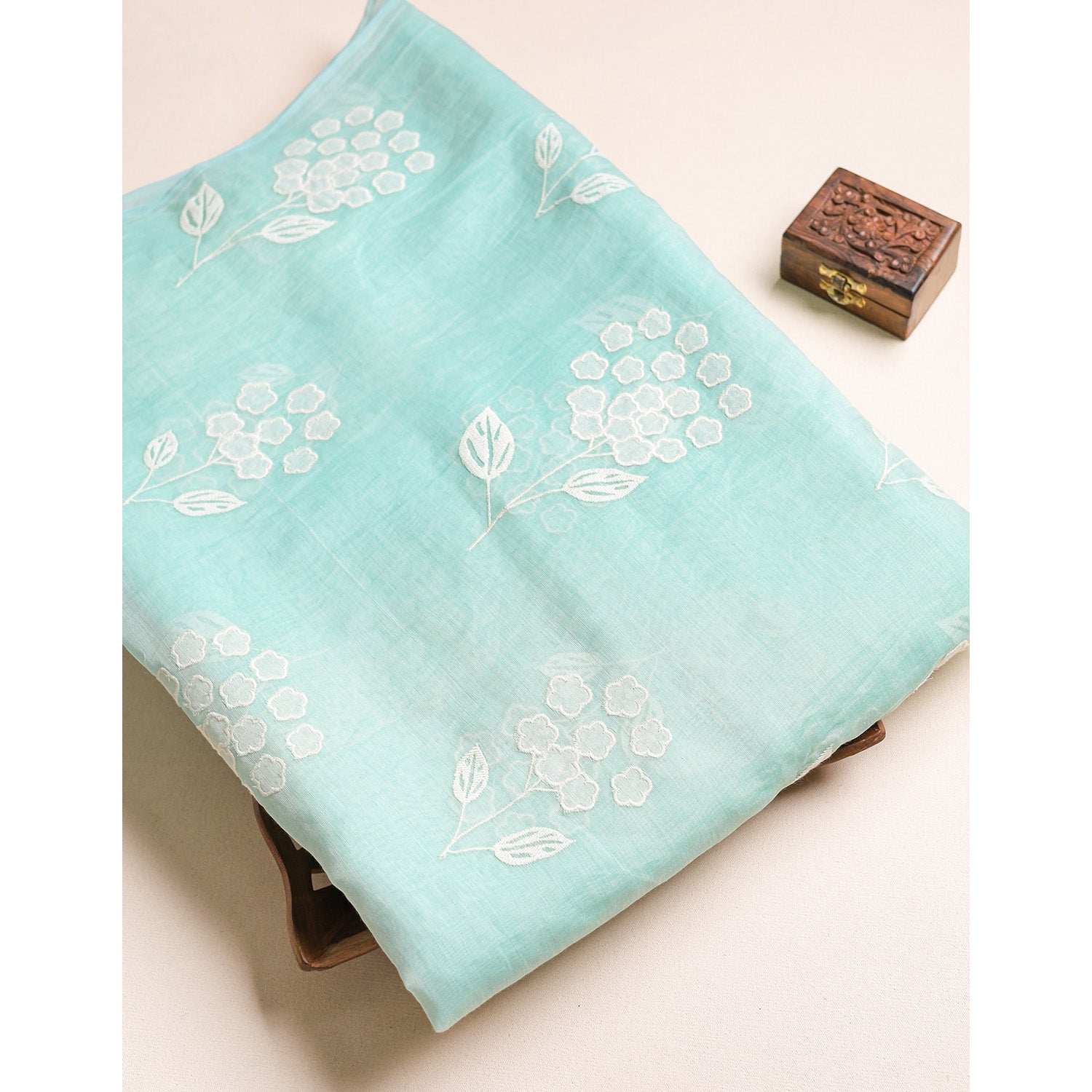 PURE MALAI CHANDERI EMBROIDERED FABRIC