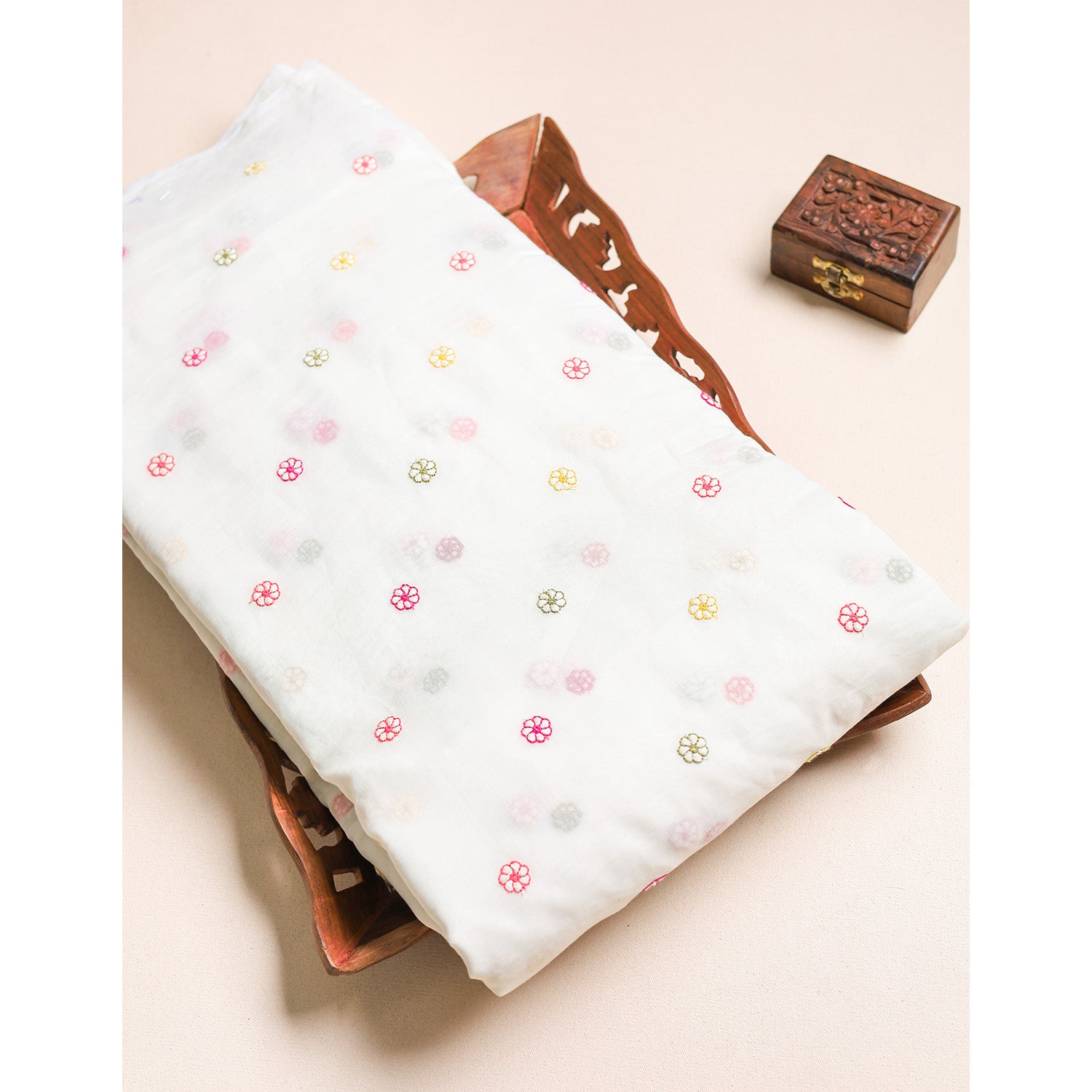 MALAI CHANDERI EMBROIDERED FABRIC