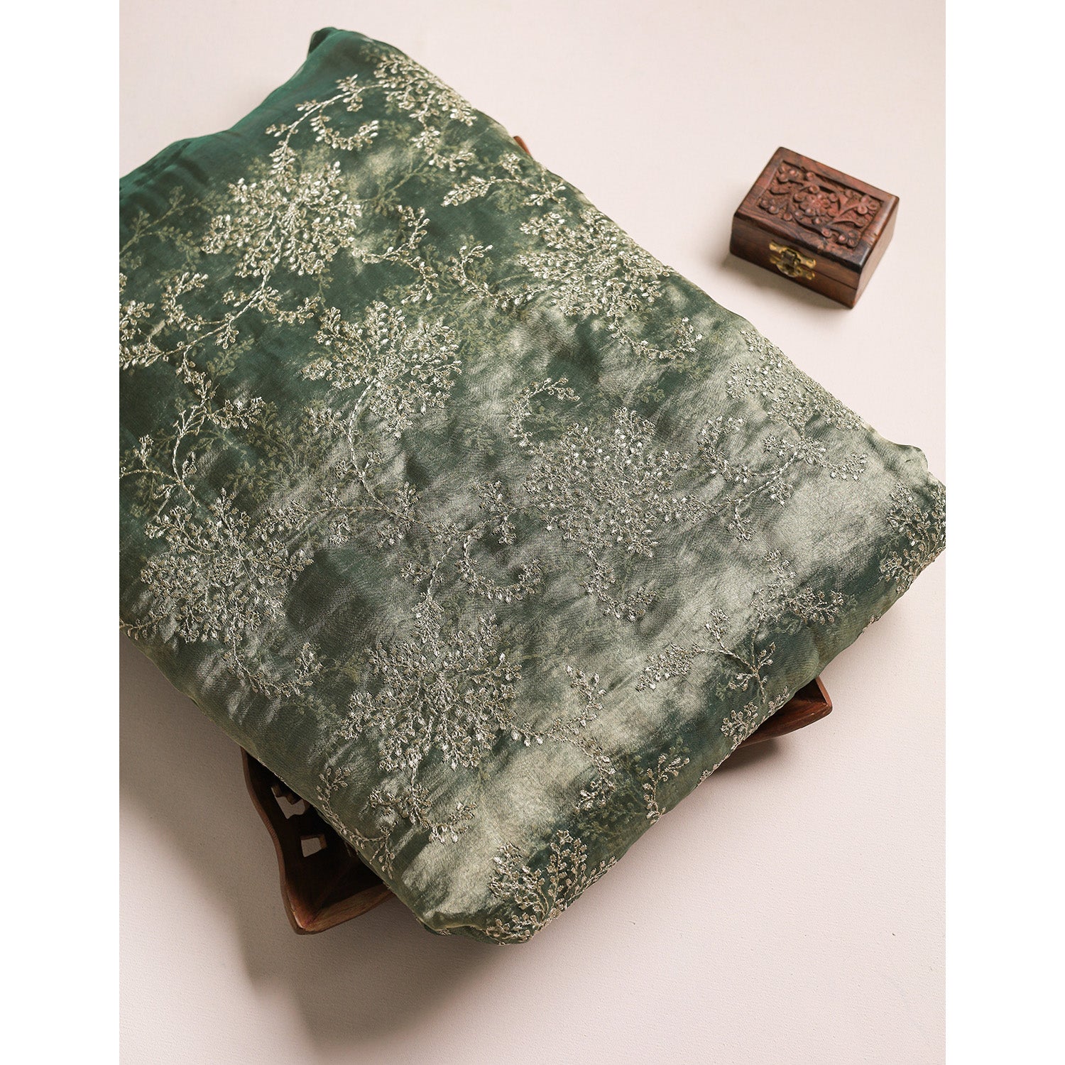 PURE TISSUE SILK EMBROIDERED FABRIC