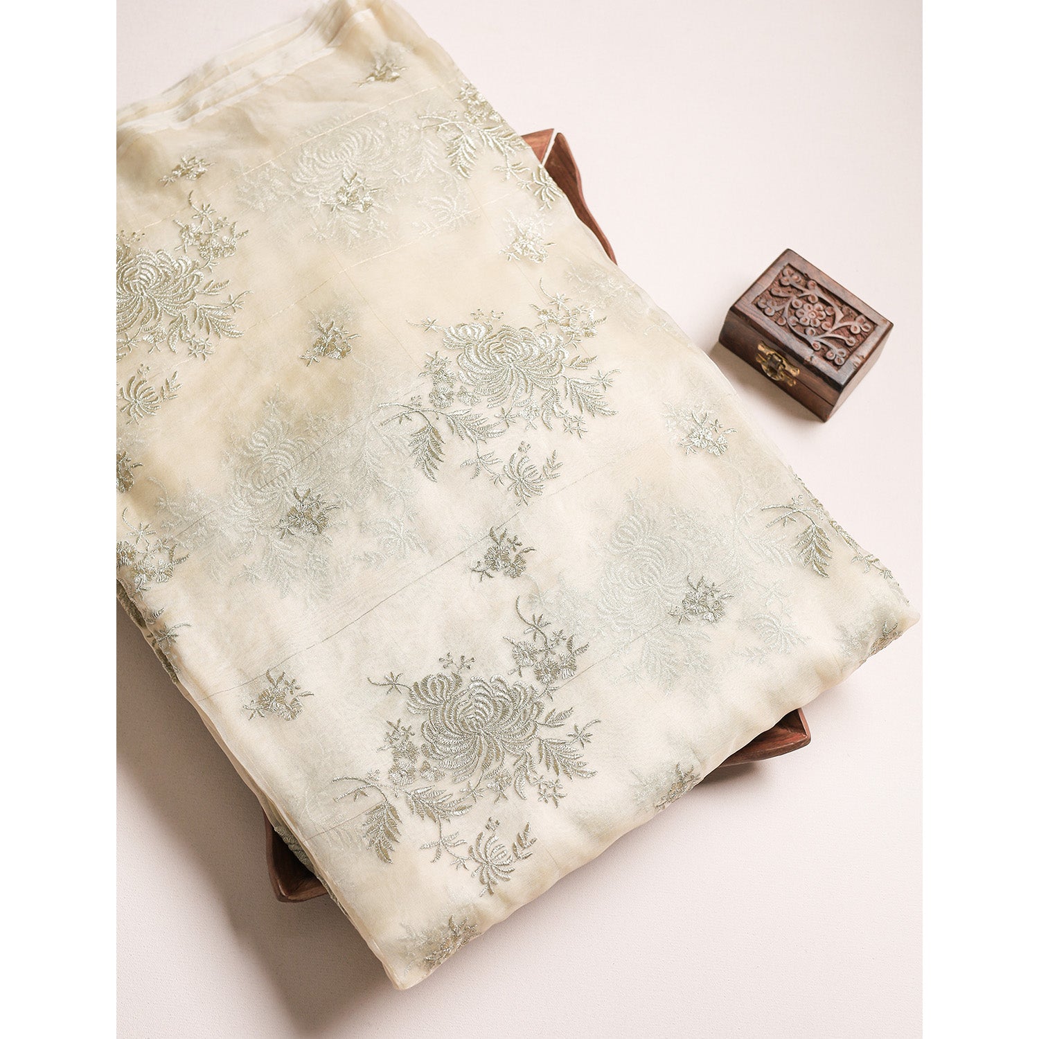 PURE ORGANZA EMBROIDERED FABRIC