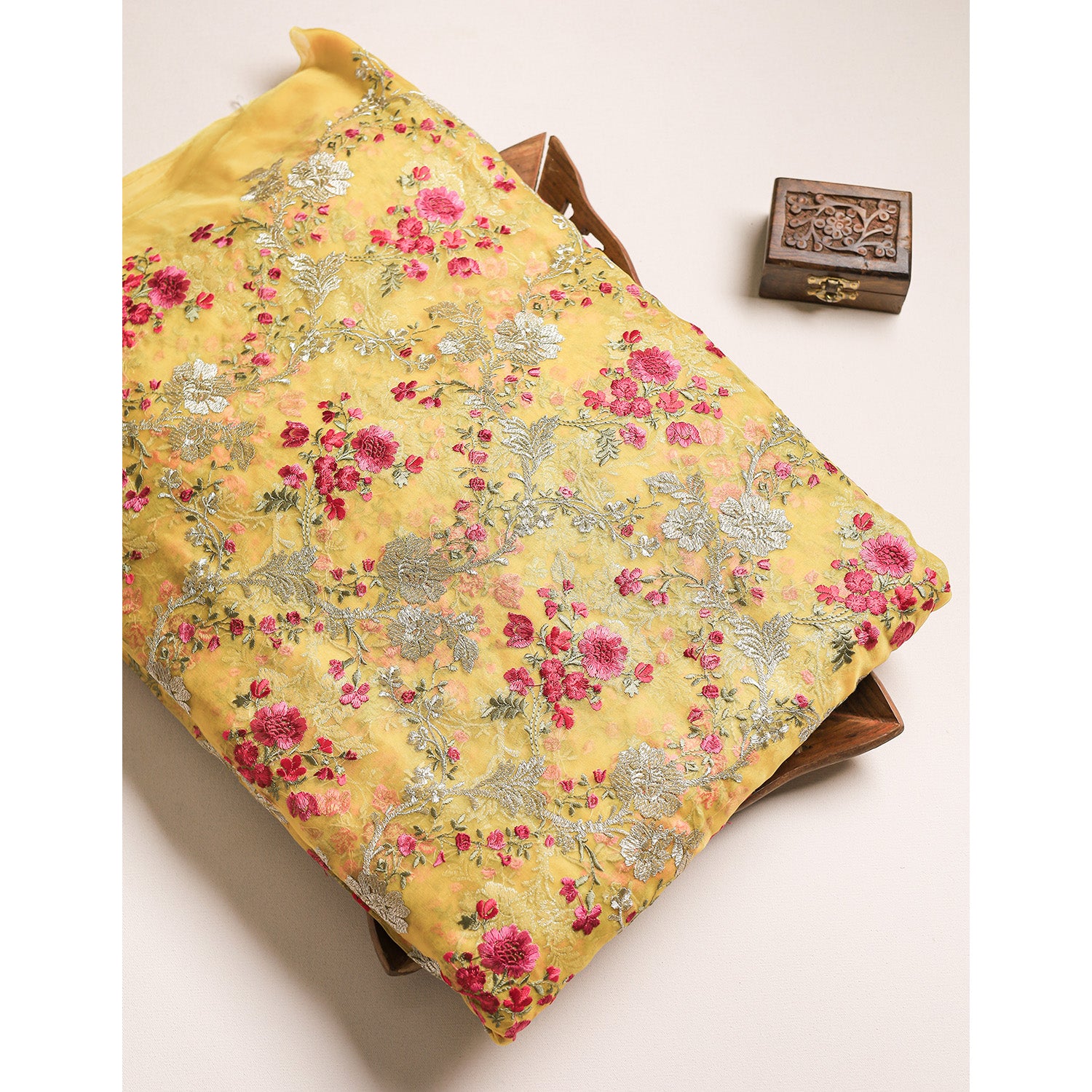 PURE ORGANZA EMBROIDERED FABRIC