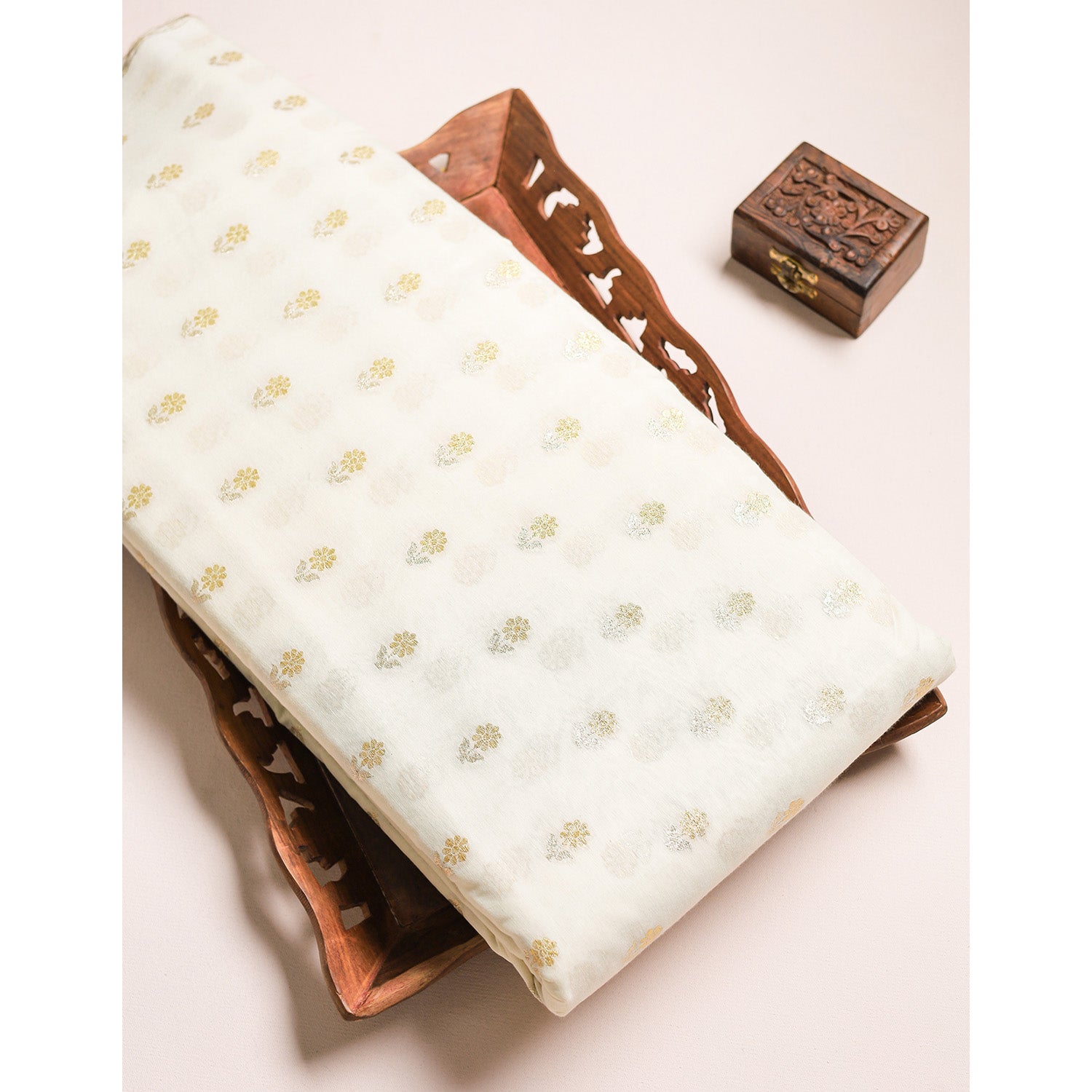 DYEABLE BANARAS BROCADE SILK FABRIC