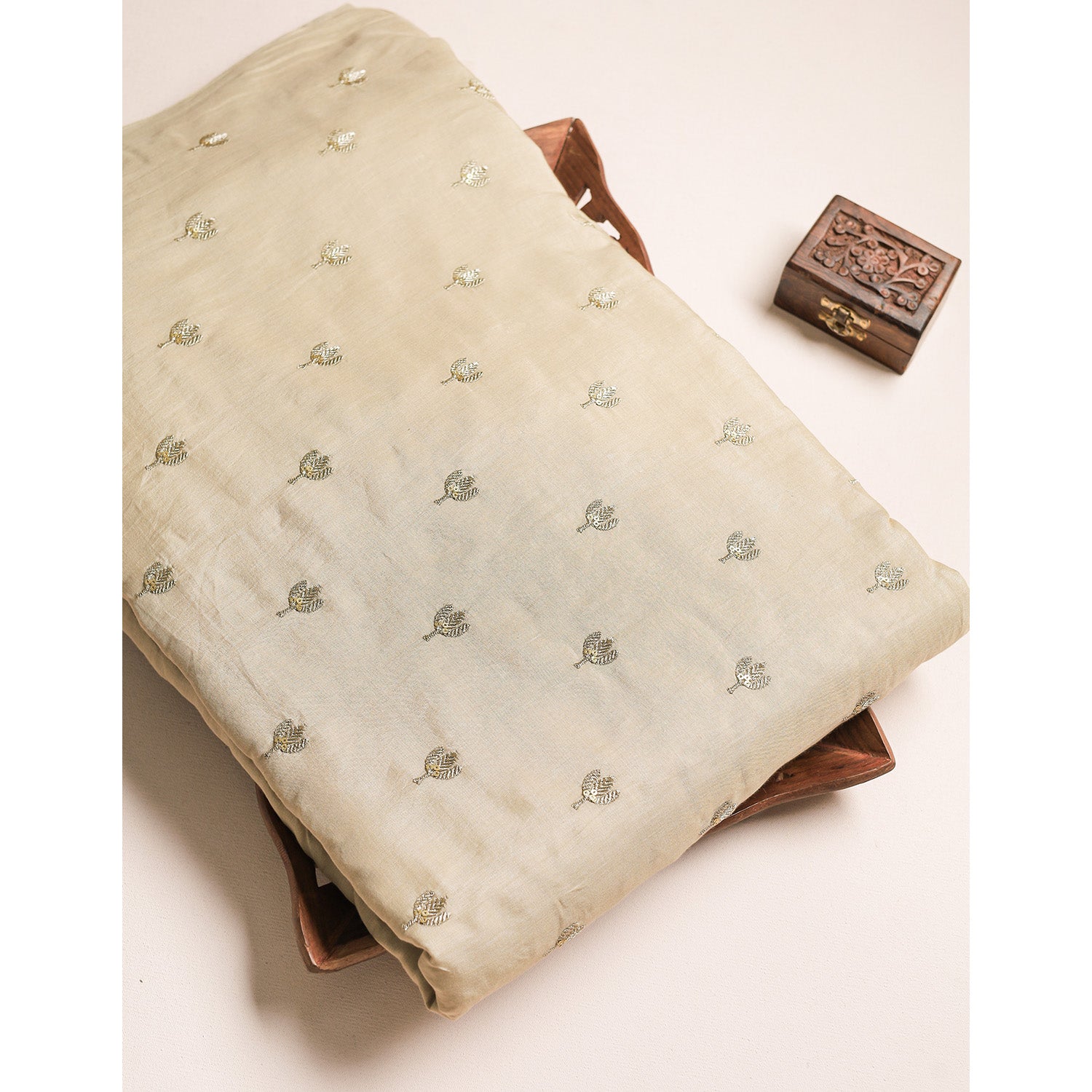 MALAI CHANDERI EMBROIDERED FABRIC