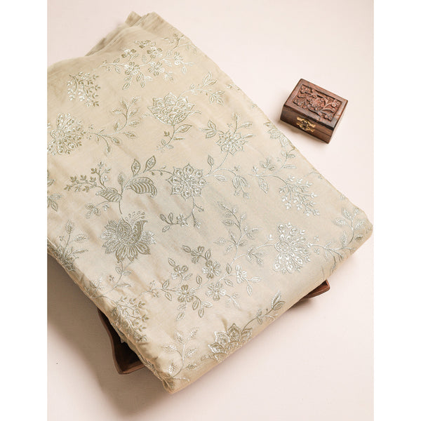 MALAI CHANDERI EMBROIDERED FABRIC