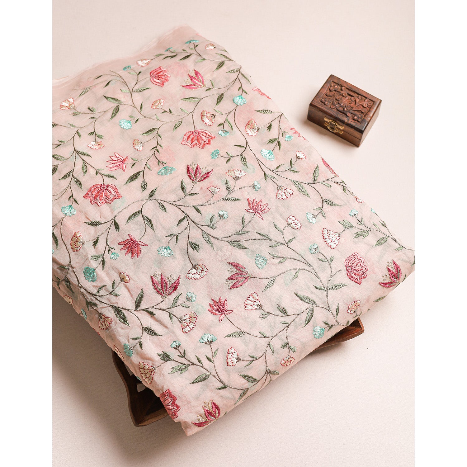 MALAI CHANDERI EMBROIDERED FABRIC