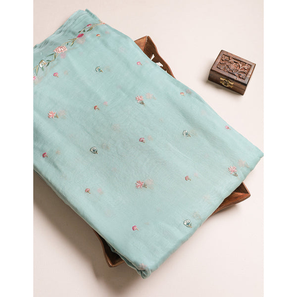 MALAI CHANDERI EMBROIDERED FABRIC