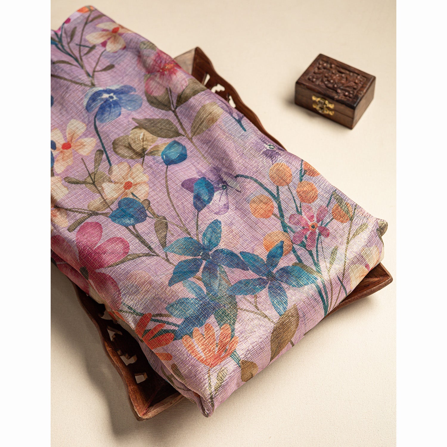 CRUSH TISSUE FLORAL PRINTED FABRIC