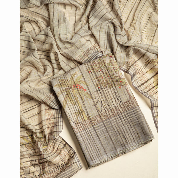 LINEN SLUB PRINTED SUIT SET