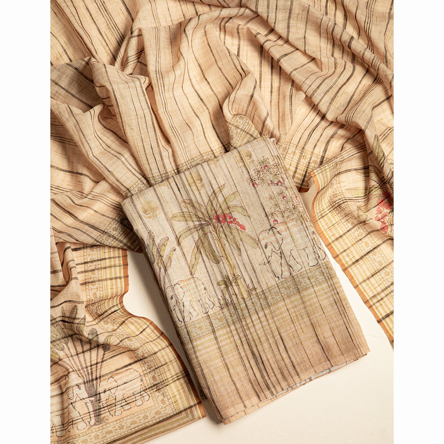 LINEN SLUB PRINTED SUIT SET