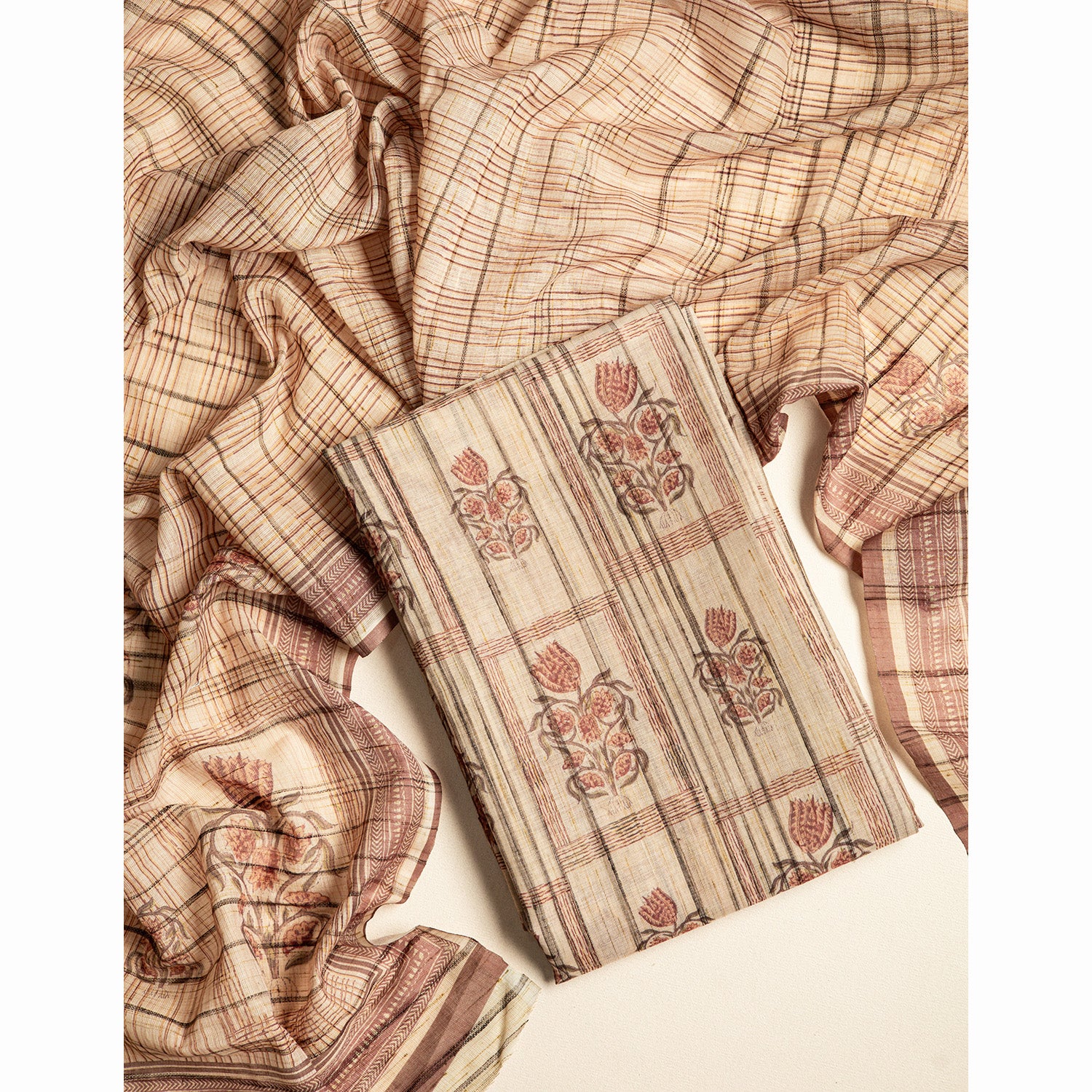 LINEN SLUB PRINTED SUIT SET