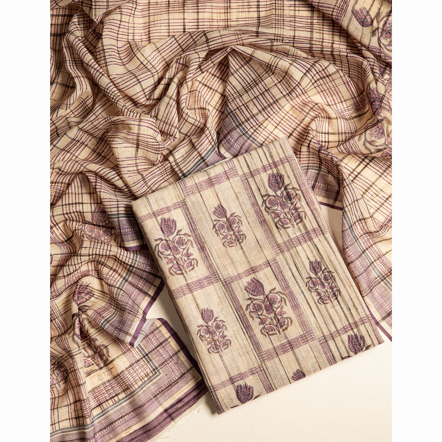 LINEN SLUB PRINTED SUIT SET