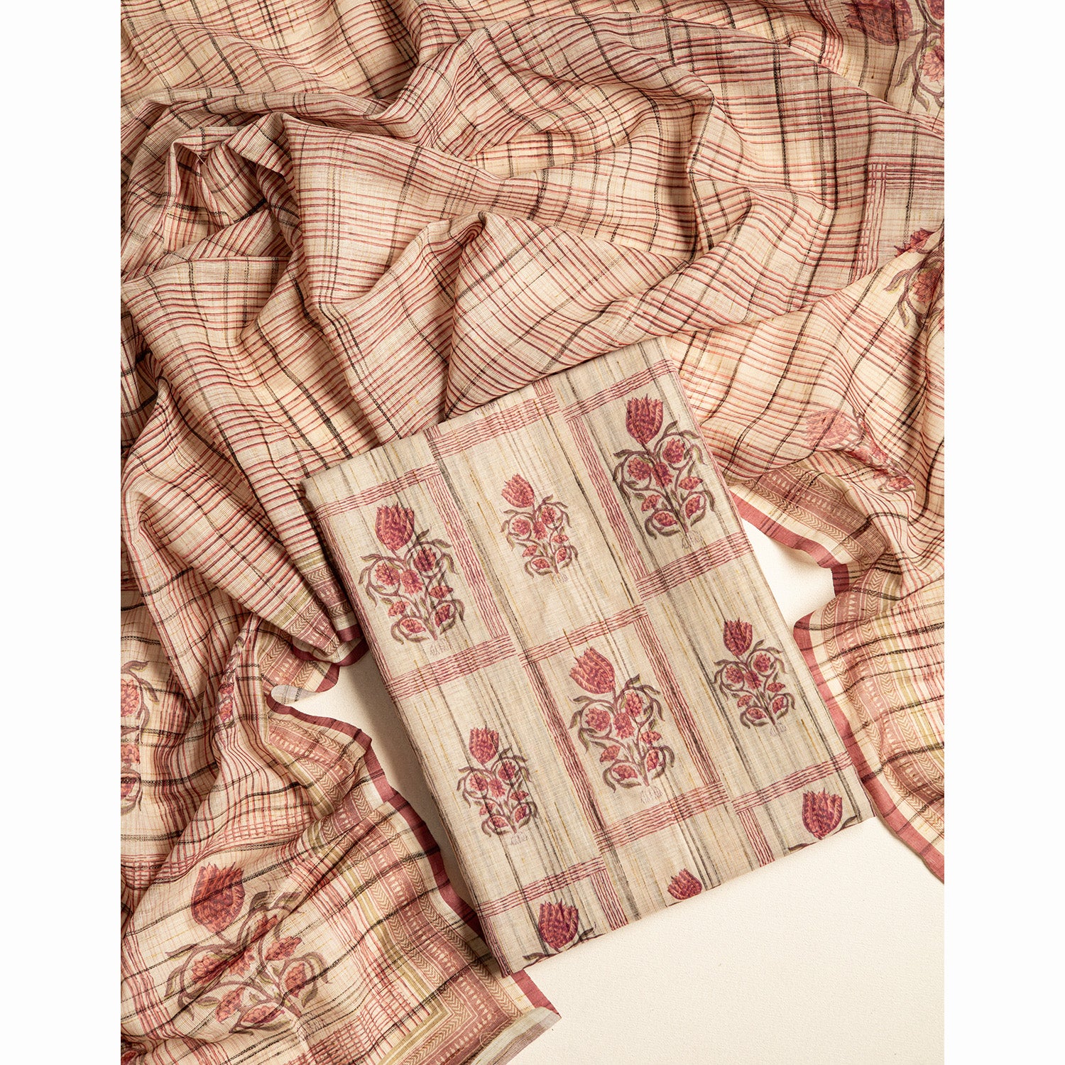 LINEN SLUB PRINTED SUIT SET