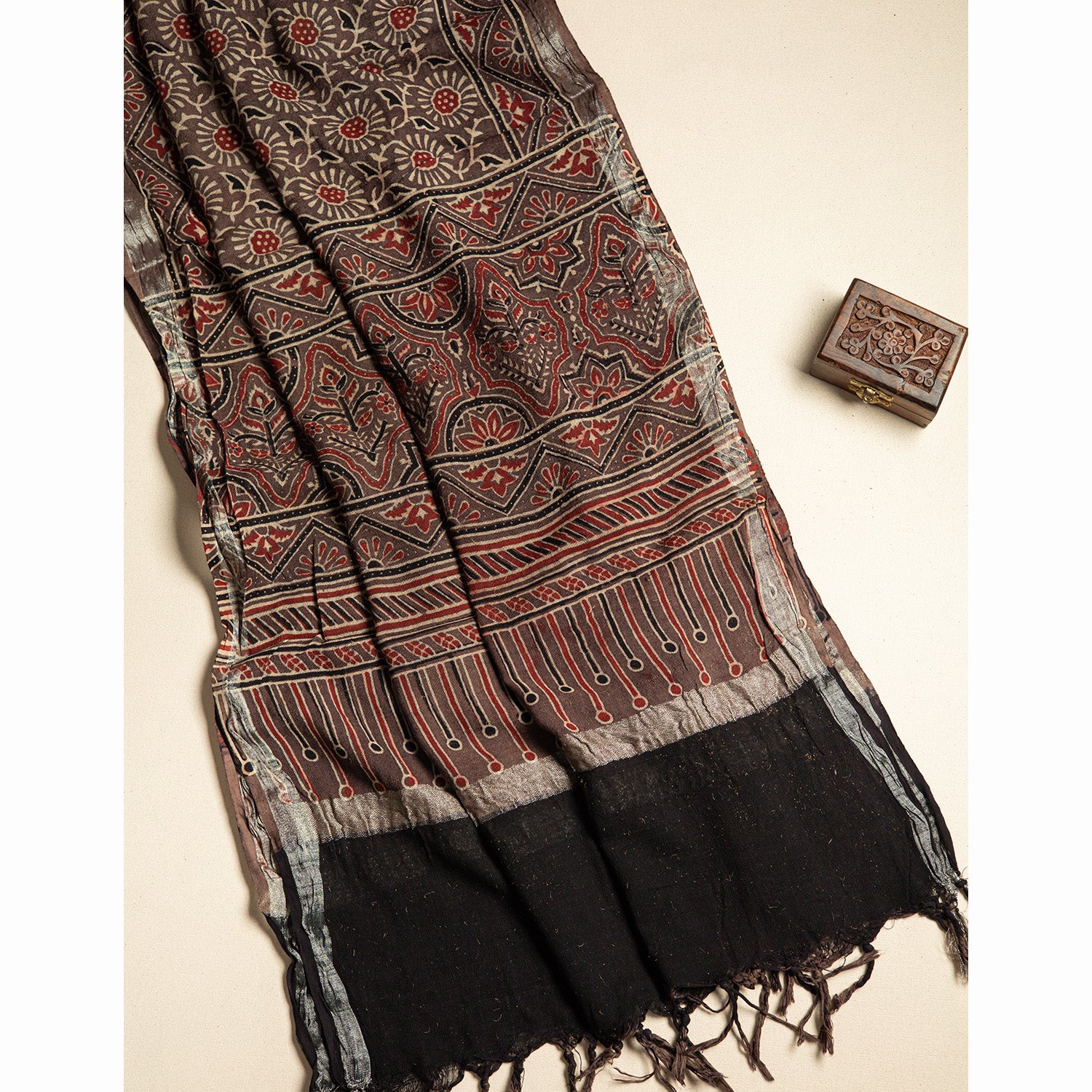 PURE LINEN AJRAKH DUPATTA