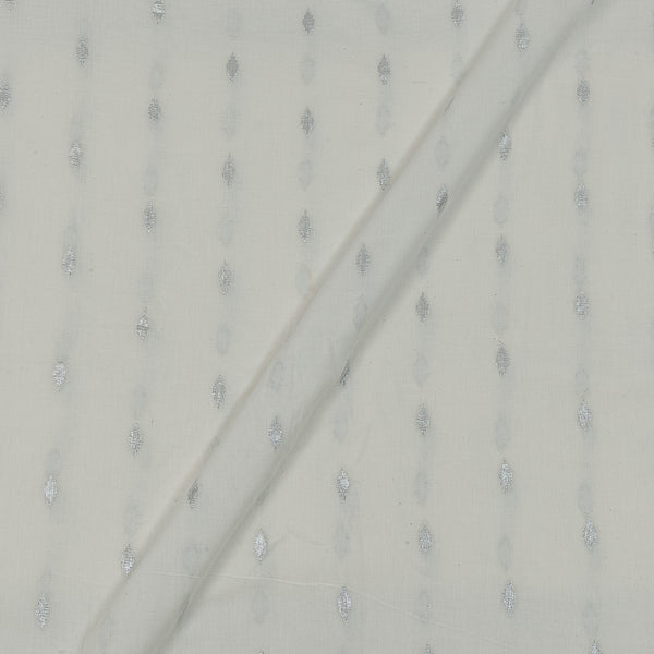 Cotton Dyeable Pearl White Colour 43 Inches Width Silver Lurex Type Jacquard Butta Fabric freeshipping - SourceItRight