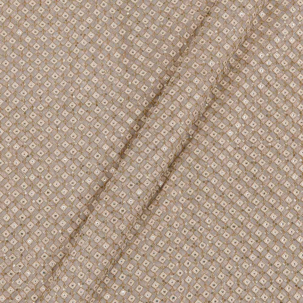 Buy Dyeable Georgette White Colour Tikki & Gold Thread Embroidered Fabric Online 1129