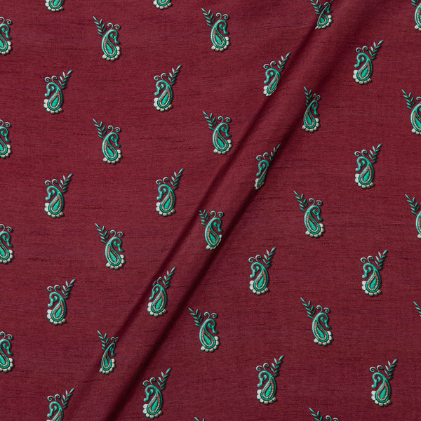 Viscose Raw Silk Maroon Colour Paisley Print Fabric freeshipping - SourceItRight