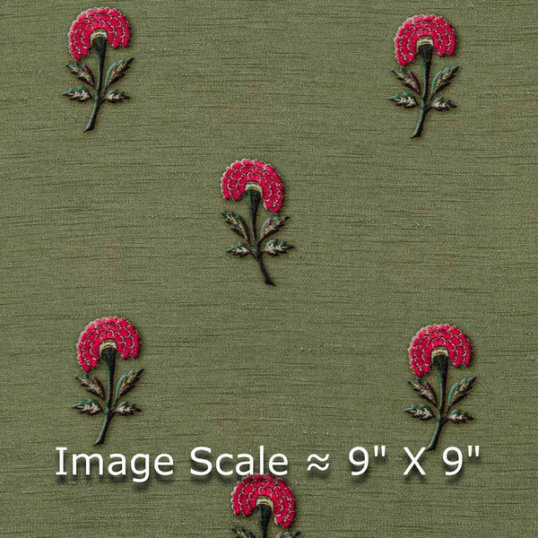 Viscose Raw Silk Laurel Green Colour Floral Print 43 Inches Width Fabric freeshipping - SourceItRight