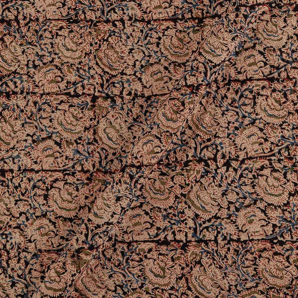 Buy Cotton Black Colour Floral Jaal Pattern Natural Kalamkari Fabric 2074EU Online