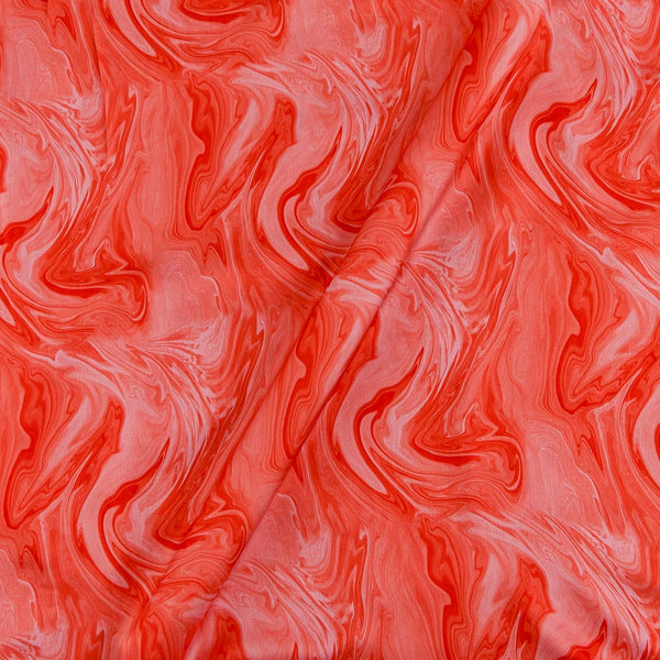 Buy Tabby Silk Feel Peach Orange Colour Abstract Print Tie Dye Fabric Online 2124P