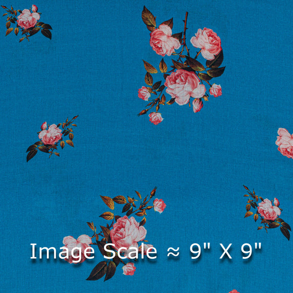 Super Fine Cotton (Mul Type) Ocean Blue Colour Premium Digital Floral Print 43 Inches Width Fabric freeshipping - SourceItRight