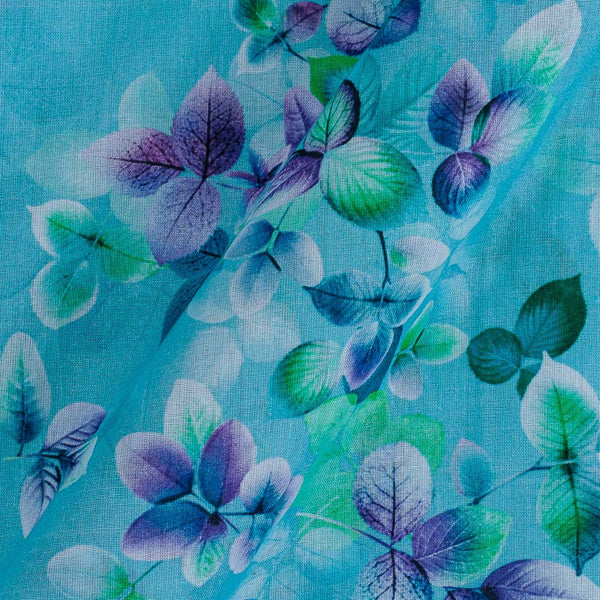 Super Fine Cotton (Mul Type) Aqua Colour Premium Digital Floral Print Fabric freeshipping - SourceItRight