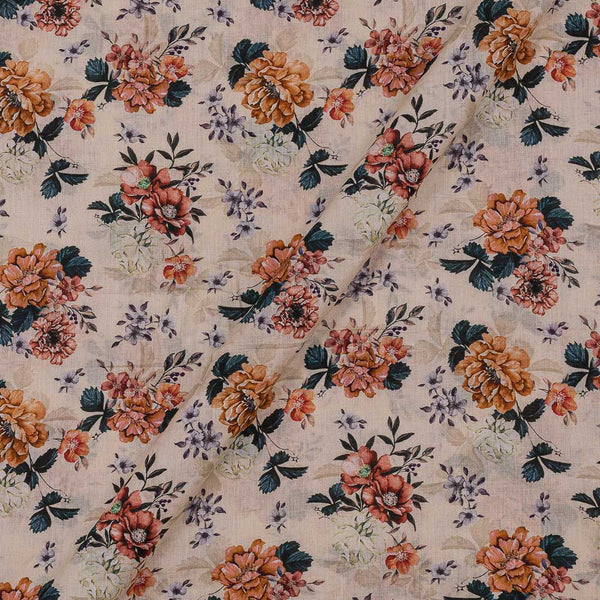 Super Fine Cotton (Mul Type) Off White Colour Premium Digital Floral Print 42 Inches Width Fabric freeshipping - SourceItRight