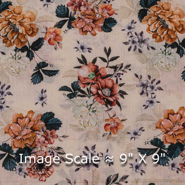 Super Fine Cotton (Mul Type) Off White Colour Premium Digital Floral Print 42 Inches Width Fabric freeshipping - SourceItRight