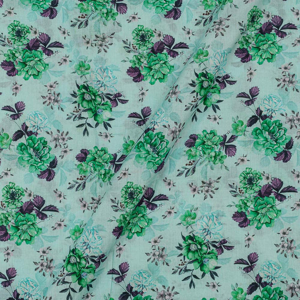 Super Fine Cotton (Mul Type) Iced Aqua Colour Premium Digital Floral Print 42 Inches Width Fabric freeshipping - SourceItRight