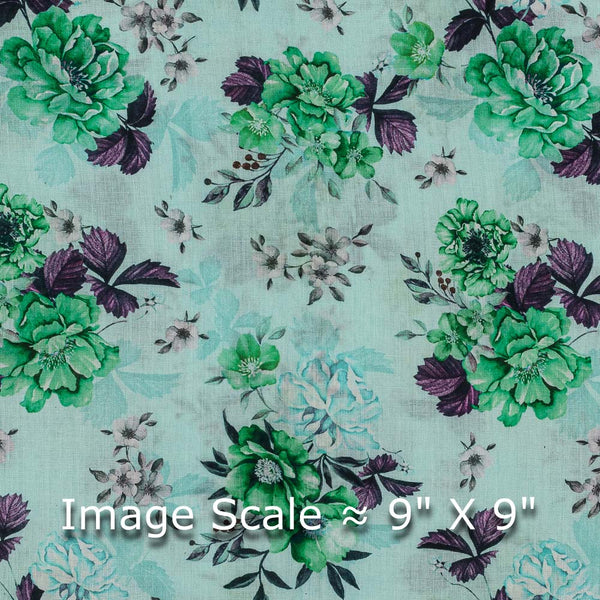 Super Fine Cotton (Mul Type) Iced Aqua Colour Premium Digital Floral Print 42 Inches Width Fabric freeshipping - SourceItRight