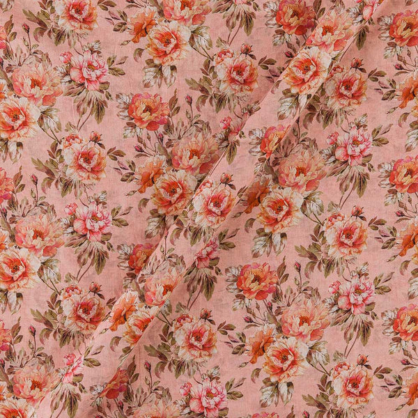 Super Fine Cotton (Mul Type) Peach Pink Colour Premium Digital Jaal Print Fabric Online 2151QH