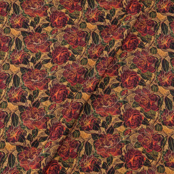 Modal Satin Ginger Brown Colour Floral Print Fabric freeshipping - SourceItRight