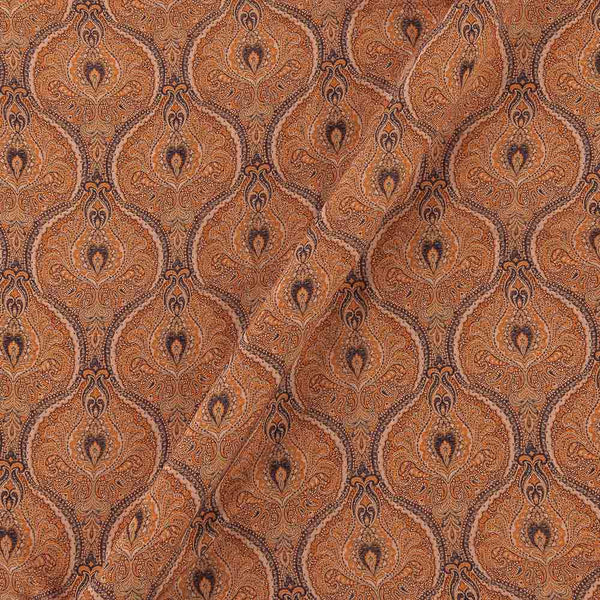 Buy Apricot Colour Mughal Digital Print Poly Crepe Fabric Online 2177BL