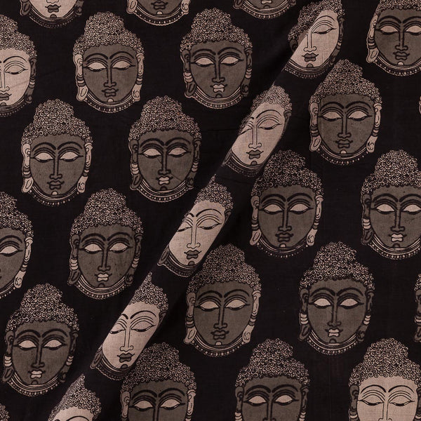 Cotton Carbon Colour Buddha Face Motif Print Kalamkari Fabric Online 2186NL