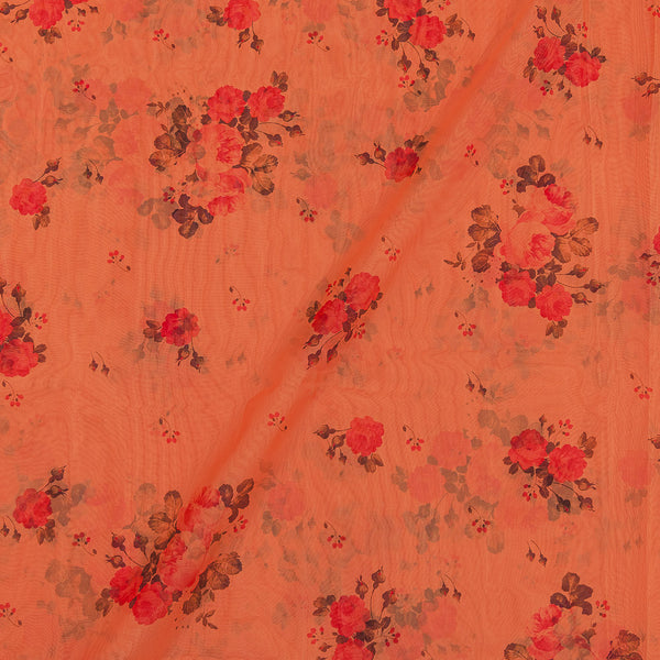 Organza Fanta Orange Colour 43 Inches Width Digital Floral Print Poly Fabric freeshipping - SourceItRight