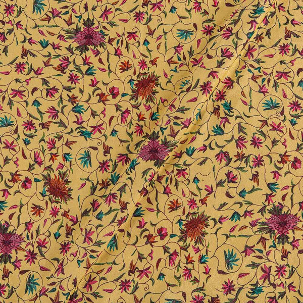 Polyester Velvet Lemon Yellow Colour Floral Jaal Digital Print 46 Inches Width Fabric freeshipping - SourceItRight