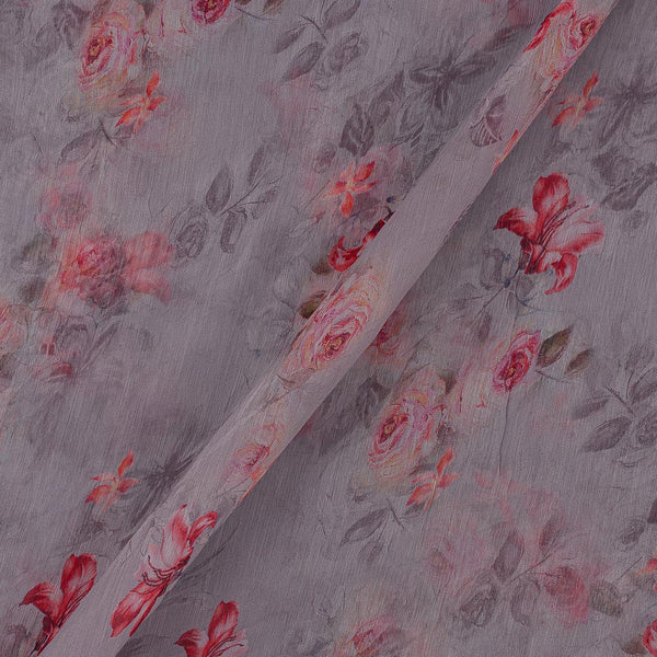 Viscose Chiffon Ash Grey Colour Digital Floral Print 39 Inches Width Fabric freeshipping - SourceItRight
