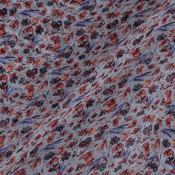 Viscose Chiffon Grey Colour Digital Floral Print Fabric freeshipping - SourceItRight
