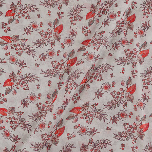 Buy Viscose Muslin Silk Feel White Colour Digital Leaves Print Fabric Online 2244C
