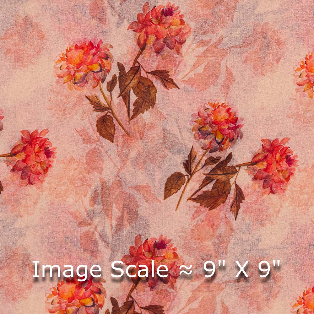 Buy Poly Muslin Brick Colour Floral Print Fabric Cut Of 1.50 Meter 2233AJ  pcp gf - SourceItRight