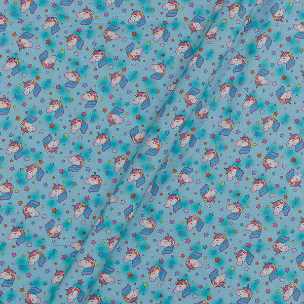 Poplin Baby Blue Colour Digital Quirky Print 43 Inches Width Fabric freeshipping - SourceItRight