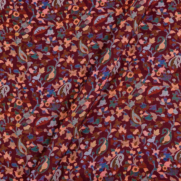 Buy Premium Digital Twill Dobby Plum Colour Paisley Jaal Print Poly Fabric Online 2298AH