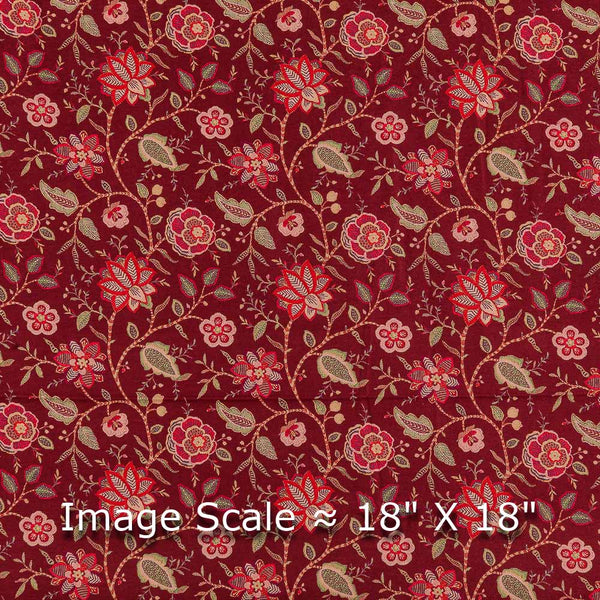 Buy Premium Digital Twill Dobby Maroon Colour Floral Jaal Print Poly Fabric Online 2298AI