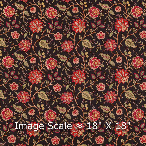 Buy Premium Digital Twill Dobby Carbon Black Colour Floral Jaal Print Poly Fabric Online 2298AL