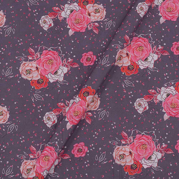 60's Soft (Silklized) Cotton Purple Sage Colour Floral Print 43 Inches Width Fabric freeshipping - SourceItRight