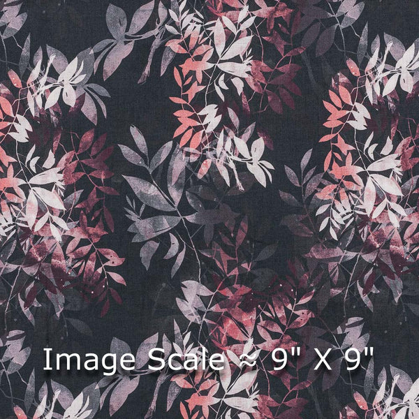 60's Soft (Silklized) Cotton Carbon Black Colour Leaves Print 43 Inches Width Fabric freeshipping - SourceItRight