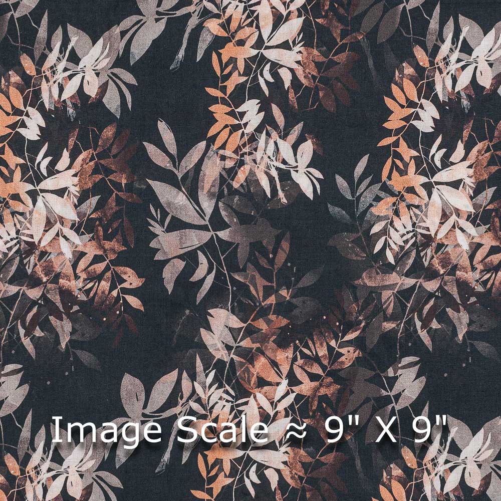 Buy Cotton Black Colour Leaves Print Fabric Online 9378K4 - SourceItRight
